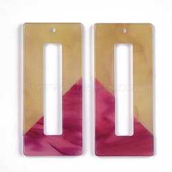 Cellulose Acetate(Resin) Big Pendants, Two-tone, Rectangle, Colorful, 50x22x2.5mm, Hole: 1.4mm(KY-S157-18B)