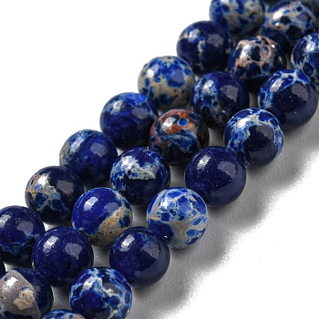 Synthetic Imperial Jasper Dyed Beads Strands, Round, Midnight Blue, 4mm, Hole: 1mm, about 91pcs/strand, 14.88''~14.96"(37.8~38cm)