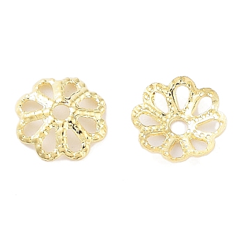 316 Stainless Steel Bead Caps, Flower Multi-Petal, Real 18K Gold Plated, 6x6x1mm, Hole: 1mm