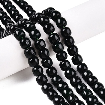 Dyed Natural White Jade Beads Strands, Barrel Beads, Black, 10x8.5~9mm, Hole: 1mm, about 43~45pcs/strand, 14.76~15.6''(37.5~39cm)