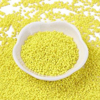12/0 Grade A Baking Paint Glass Seed Spacer Beads, Yellow, 2x1.5mm, Hole: 0.7mm, about 2840pcs/50g