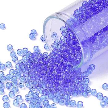 TOHO Round Seed Beads, Japanese Seed Beads, (13) Transparent Light Sapphire, 8/0, 3mm, Hole: 1mm, about 1111pcs/50g