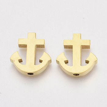 304 Stainless Steel Beads, Anchor, Golden, 14.5x14x3mm, Hole: 1.8mm