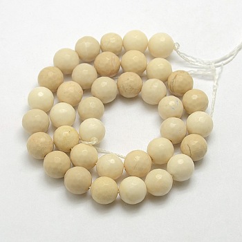 Natural Gemstone Petrified Wood Round Beads Strands, Dyed, Faceted, 6mm, Hole: 1mm, about 63pcs/strand, 15.5 inch