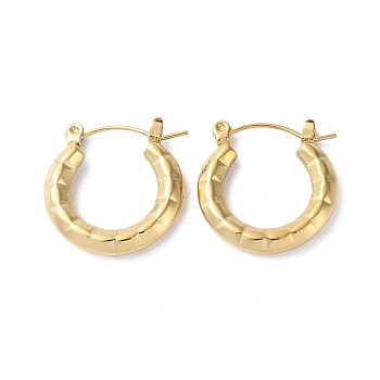 304 Stainless Steel Hoop Earrings, Round, Real 14K Gold Plated, 21x20x3.5mm