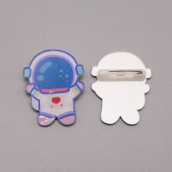 Astronaut Plastic Brooch for Backpack Clothes, White, Cornflower Blue, 33.5x27x7mm