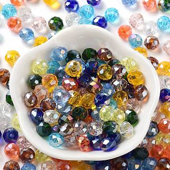 Glass Beads, Faceted, Rondelle, Mixed Color, 8x6mm, Hole: 1mm, about 145pcs/60g