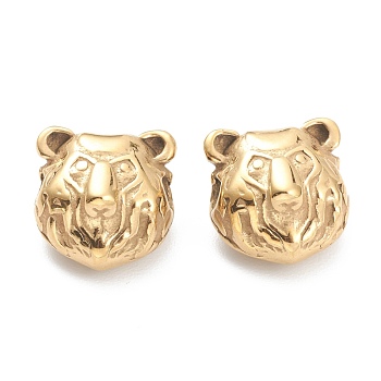 304 Stainless Steel Beads, Lion, Golden, 13.5x12.5x8.5mm, Hole: 2.5mm