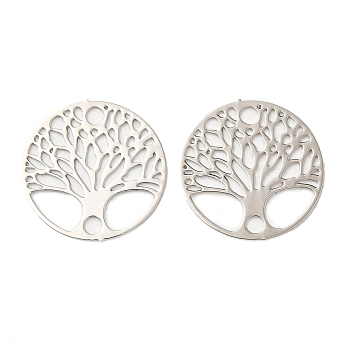 Rack Plating Brass Connector Charms, Etched Metal Embellishments, Long-Lasting Plated, Tree of Life Links, Platinum, 15x0.3mm, Hole: 1.8mm