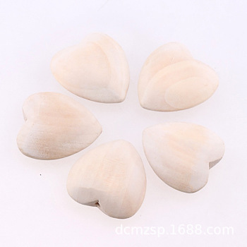 Chinese Cherry Wood Beads, Flat, Heart, BurlyWood, 40x40mm, Hole: 2mm