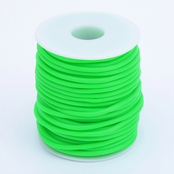 Hollow Pipe PVC Tubular Synthetic Rubber Cord, Wrapped Around White Plastic Spool, Lime, 3mm, Hole: 1.5mm, about 27.34 yards(25m)/roll