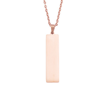 Geometric Mirror Stainless Steel Rectangle Pendant Necklaces, Cable Chain Necklaces