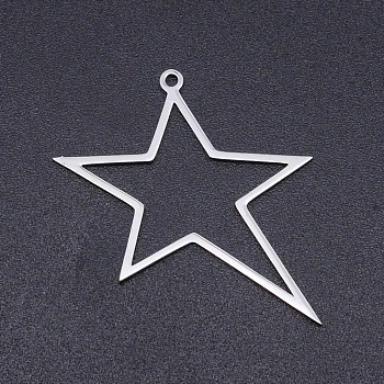 201 Stainless Steel Laser Cut Pendants, Star, Stainless Steel Color, 33x30x1mm, Hole: 1.5mm