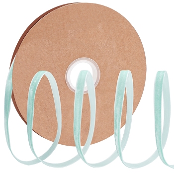 1 Roll Flocking Ribbon, Single Side, for Gift Packing, Party Decoration, Pale Turquoise, 10x1mm, 20yard/roll