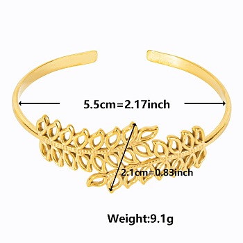 Elegant and Stylish Design Hollow Leaf 304 Stainless Steel Cuff Bangles for Women