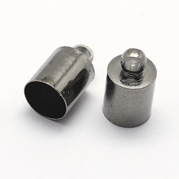 Brass Cord Ends, End Caps, Gunmetal, 10x6mm, Hole: 2mm, Inner Diameter: 5.5mm