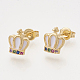Brass Cubic Zirconia Stud Earrings(EJEW-S201-170D)-1