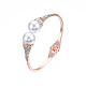 ABS Plastic Pearl Round Beaded Open Cuff Bangle with Crystal Rhinestone(BJEW-S118-109RG)-3