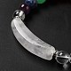 Natural Quartz Crystal & Mixed Gemstone Beaded Stretch Bracelet with Heart Charm for Women(BJEW-K164-B25)-5