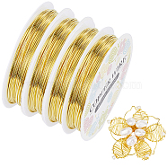 4 Rolls Copper Jewelry Craft Wire, Round, for Beading Jewelry Craft Making, Golden, 20 Gauge, 0.8mm, about 16.40 Feet(5m)/roll(CWIR-SC0001-07)
