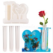 Silicone Mold for Vase, Resin Casting Molds, Epoxy Resin Craft Making, Word & Heart, Valentine's Day Theme, Acrylic Clear Test Tube, Column, for Hydroponic Flower Plant Supplies, White, 133x147x35mm, Hole: 20mm(DIY-SZ0005-72)