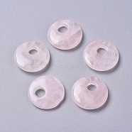 Natural Rose Quartz Pendants, Flat Round, 25x5~6mm, Hole: 7mm(G-G798-17)