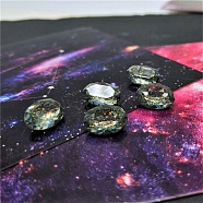 Transparent Pointed Back Resin Rhinestone Cabochons, Faceted, Oval, Dark Gray, 13.5x9.5x5.5mm(CRES-WH0002-08G)