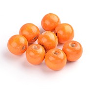 Natural Wood Beads, Dyed, Round, Orange, 19~20x17.5~18mm, Hole: 4.5mm(X-TB20mmY-4)