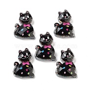 Transparent Resin Bowknot Kitten Decoden Cabochons, Cat Shape with Glitter Powder, Black, 28x20x7mm(RESI-M045-07C)