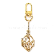 304 Stainless Steel Empty Stone Holder Chain Pouch Pendant Decorations, with Alloy Swivel Clasps, Golden, 91mm(HJEW-JM01885-02)