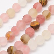 Tigerskin Glass Beads Strands, Frosted, Round, 12mm, Hole: 1mm, about 32pcs/strand, 15.1 inch(G-D693-12mm)