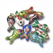 Handmade Cloisonne Beads, Fish, Mixed Color, 19.5x9x5~6mm, Hole: 1mm(CLB-S006-05)