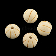 Undyed Natural Wood Round Beads, Macrame Beads Large Hole, Lead Free, Moccasin, 16mm, Hole: 4mm(WOOD-R253-23-LF)