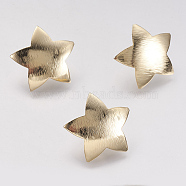 Brass Stud Earring Findings, with Loop, Nickel Free, Real 18K Gold Plated, Star, 23x23mm, Hole: 2mm, Pin: 0.8mm(KK-F731-03G)