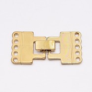 Iron Fold Over Clasps, Rectangle, 5 Strands, 10-Hole, Light Gold, 34x17x2mm, Hole: 1mm(IFIN-O003-01)