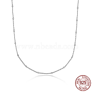 925 Sterling Silver Satellite Chains Necklaces, Platinum, 15.75 inch(40cm)(LC2578-2)