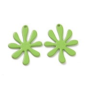 Spray Painted Alloy Pendants, Cadmium Free & Lead Free & Nickle Free, Flower Charm, Yellow Green, 21x16.5x1mm, Hole: 0.8mm(FIND-I037-16)