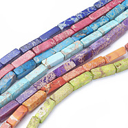 Natural Imperial Jasper Beads Strands, Cuboid, Dyed, Mixed Color, 13~13.5x4.2~4.5x4.2~4.5mm, Hole: 1.2mm, about 30pcs/strand, 15.5 inch~16.1 inch(39.5~41cm)(G-L515-01)