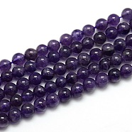 Natural Amethyst Round Bead Strands, Grade AB, 6mm, Hole: 1mm, about 65pcs/strand, 15.74 inch(X-G-L170-6mm-01)