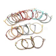 Polyester Braided Adjustable Cord Bracelet, Woven Wrap Friendship Bracelet for Women, Mixed Color, Inner Diameter: 1-3/4~3-3/4 inch(4.5~9.5cm)(BJEW-A099-03)