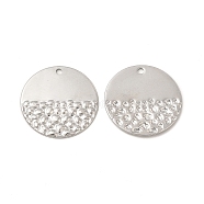 304 Stainless Steel Pendants, Flat Round Charm, Stainless Steel Color, 23x1mm, Hole: 1.8mm(STAS-I671-25P)