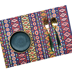 Plastic Washable Placemat, Bohemian Style Coaster, Rectangle, Geometric Pattern, 300x450mm(BOHO-PW0001-079-20)