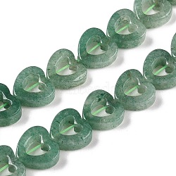 Natural Green Aventurine Beads Strands, Hollow Heart, 10x10x3~4mm, Hole: 1mm, about 20pcs/strand, 7.48 inch(19cm)(G-N342-88)