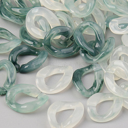 Transparent Acrylic Linking Rings, Quick Link Connectors, For Jewelry Curb Chains Making, Two Tone, Imitation Gemstone Style, Twist, Cadet Blue, 13.5x10x2.5mm, Inner Diameter: 8x4mm(OACR-S038-005A-C04)