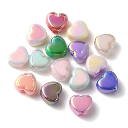 Acrylic Beads, Bead in Bead, Heart, Mixed Color, 12.5x14.5x8mm, Hole: 3.7mm(MACR-M025-08)