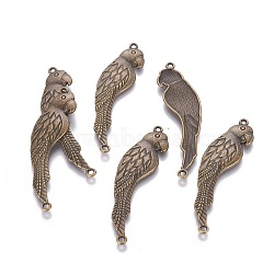 Tibetan Style Alloy Links connectors, Parrot, Antique Silver Color, Antique Bronze, Lead Free & Cadmium Free & Nickel Free, 62x15.5x2mm, Hole: 2mm(X-MLF10301Y-NF)