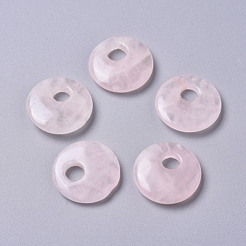 Natural Rose Quartz Pendants, Flat Round, 25x5~6mm, Hole: 7mm
