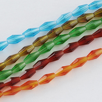 Glass Beads Strands, Faceted, Bicone, Mixed Color, 8x4x4mm, Hole: 1mm