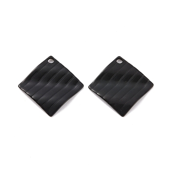 304 Stainless Steel Pendants, Rhombus, Electrophoresis Black, 16.5x16.5x1.3mm, Hole: 1.4mm