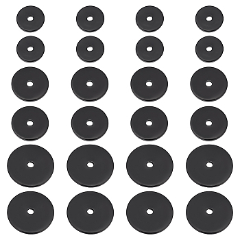 60Pcs 3 Styles Ion Plating(IP) 304 Stainless Steel Spacer Beads, Disc, Electrophoresis Black, 6~10x0.7mm, Hole: 1.1~1.2mm, 20pcs/style